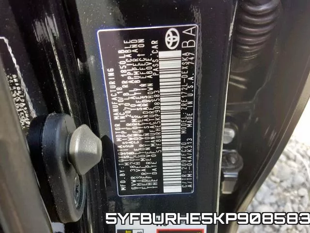 5YFBURHE5KP908583 фото 2