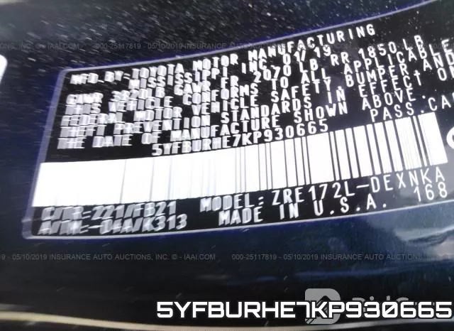 5YFBURHE7KP930665 фото 10
