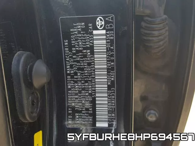 5YFBURHE8HP694567 фото 2