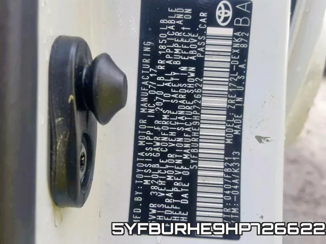 5YFBURHE9HP726622 фото 2