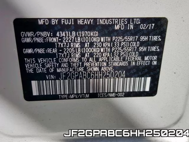 JF2GPABC6HH250204 фото 2