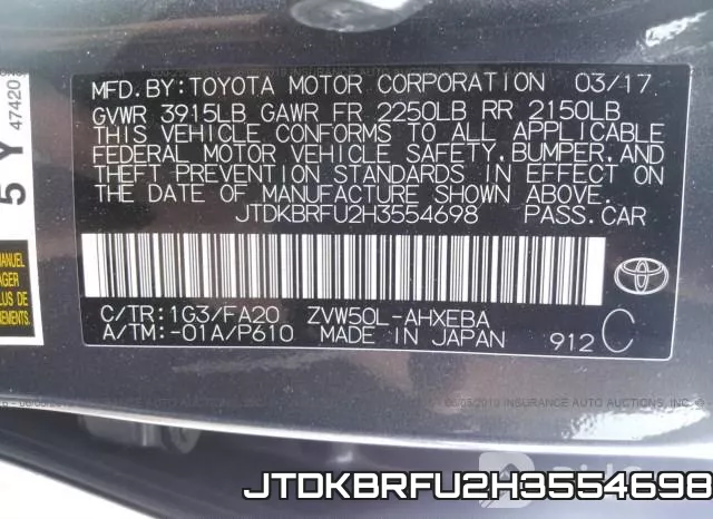 JTDKBRFU2H3554698 фото 10