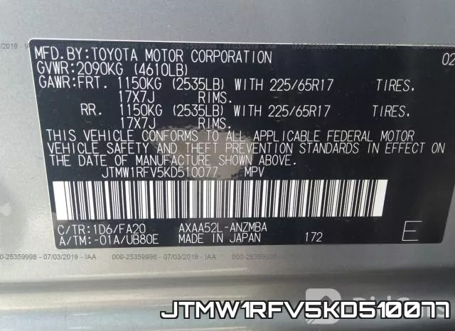 JTMW1RFV5KD510077 фото 10