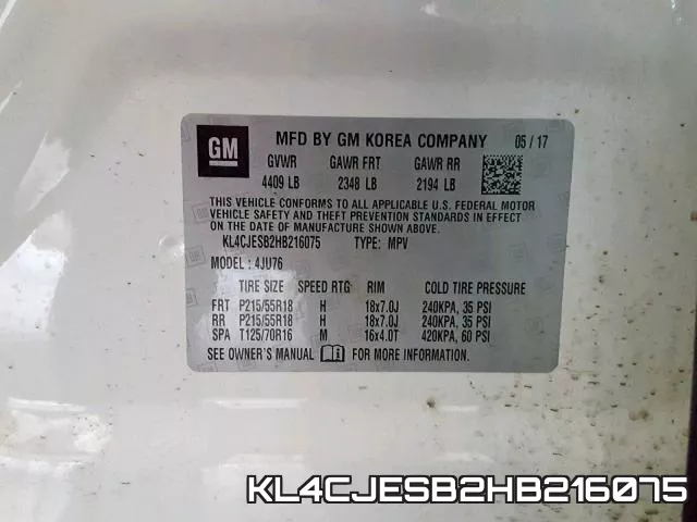 KL4CJESB2HB216075 фото 2