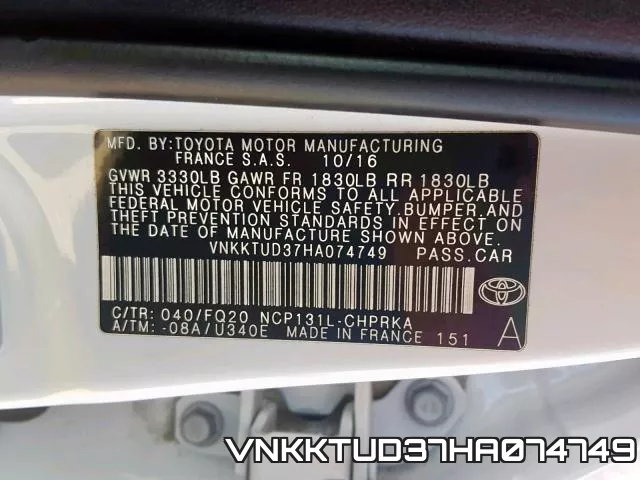 VNKKTUD37HA074749 фото 2
