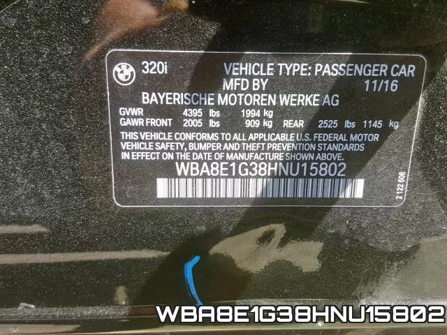 WBA8E1G38HNU15802 фото 2