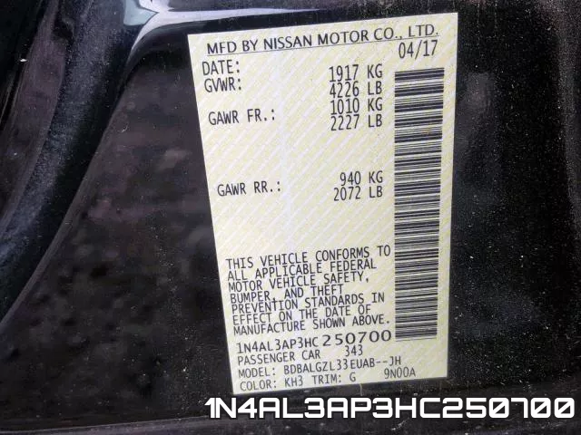 1N4AL3AP3HC250700 фото 2