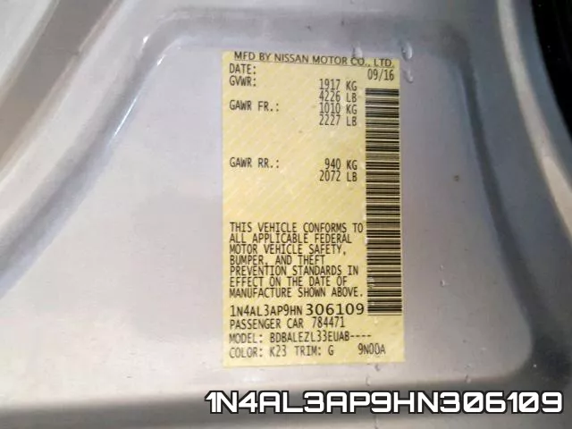 1N4AL3AP9HN306109 фото 2