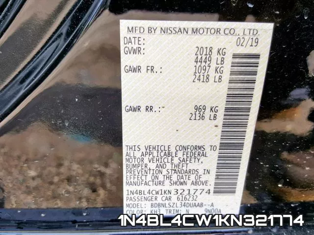 1N4BL4CW1KN321774 фото 2