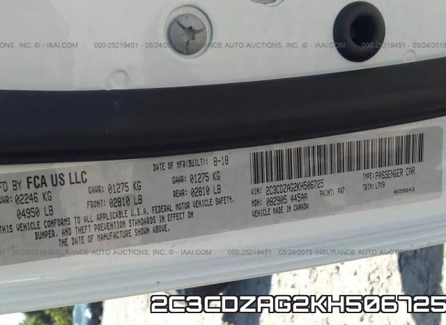 2C3CDZAG2KH506725 фото 10