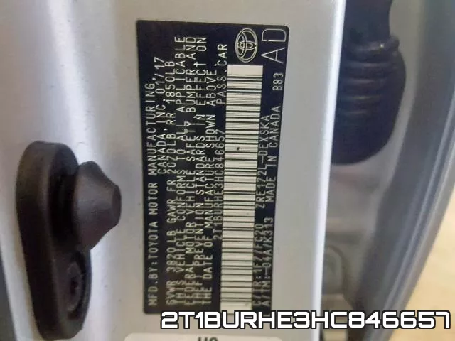 2T1BURHE3HC846657 фото 2