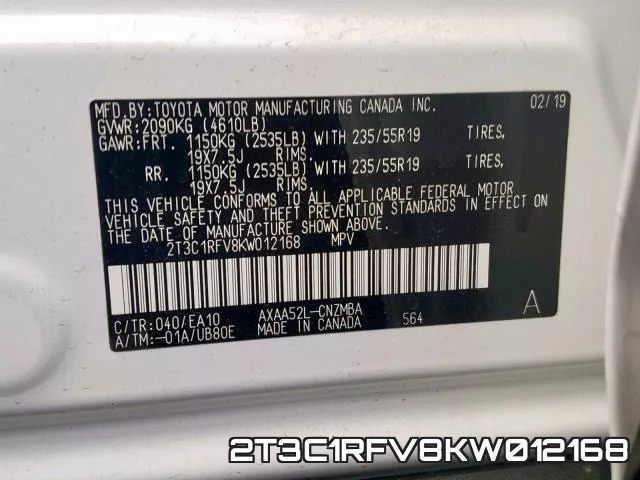 2T3C1RFV8KW012168 фото 2