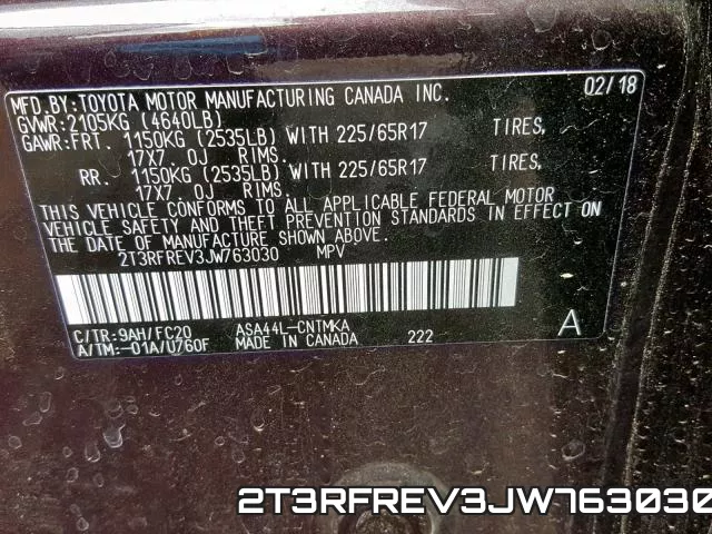 2T3RFREV3JW763030 фото 2