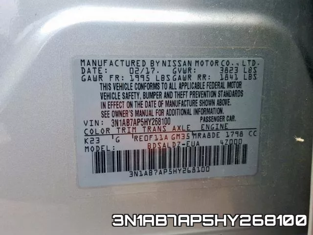 3N1AB7AP5HY268100 фото 2