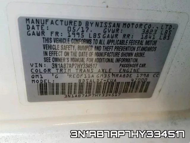3N1AB7AP7HY334517 фото 2