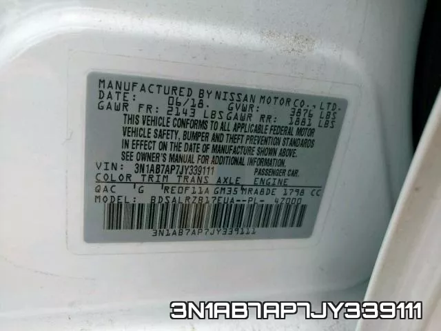 3N1AB7AP7JY339111 фото 2