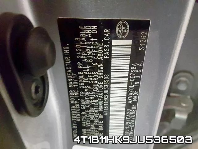 4T1B11HK9JU536503 фото 2
