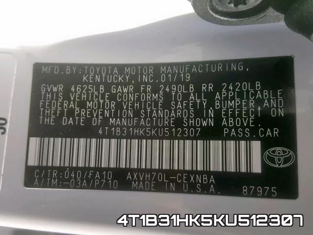 4T1B31HK5KU512307 фото 2