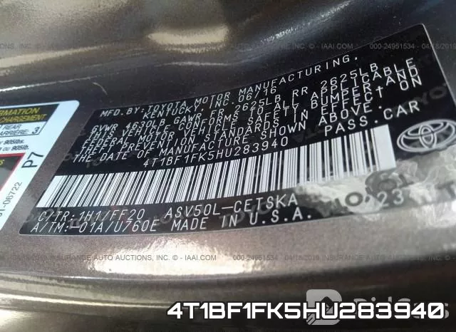 4T1BF1FK5HU283940 фото 10