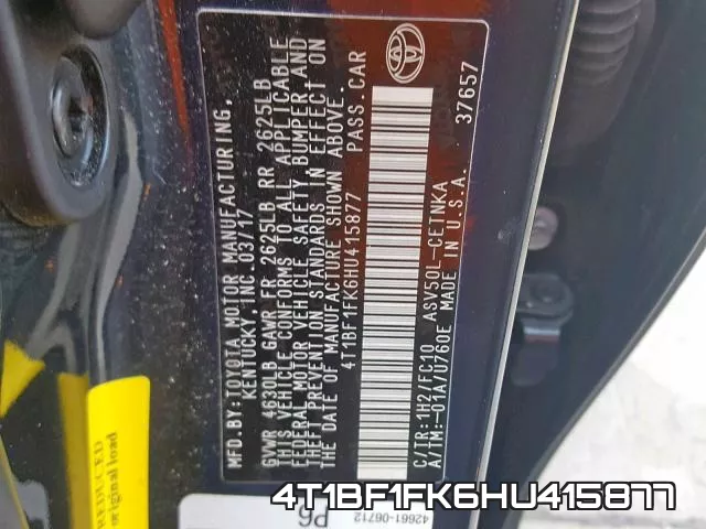 4T1BF1FK6HU415877 фото 2
