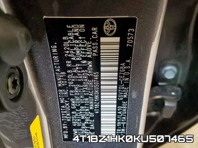 4T1BZ1HK0KU507465 фото 2