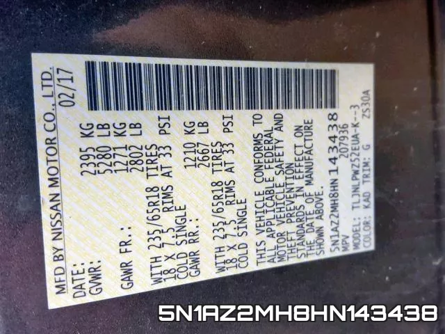 5N1AZ2MH8HN143438 фото 2