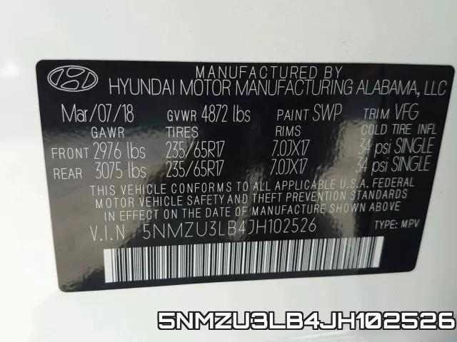 5NMZU3LB4JH102526 фото 2