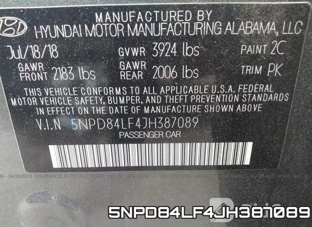 5NPD84LF4JH387089 фото 10