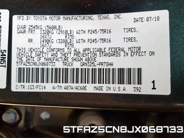 5TFAZ5CN8JX068733 фото 2