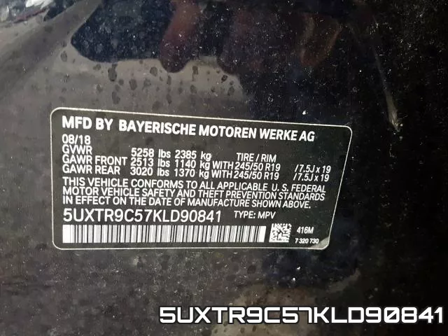 5UXTR9C57KLD90841 фото 2