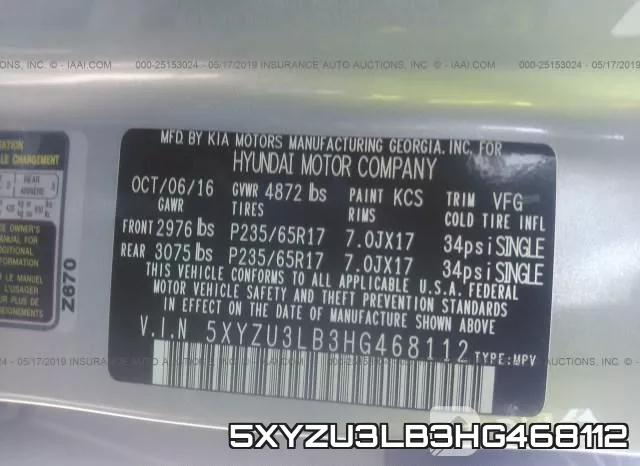 5XYZU3LB3HG468112 фото 10
