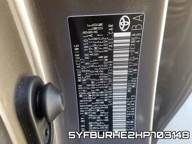 5YFBURHE2HP703148 фото 2
