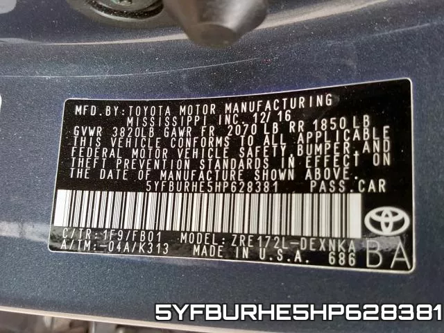 5YFBURHE5HP628381 фото 2