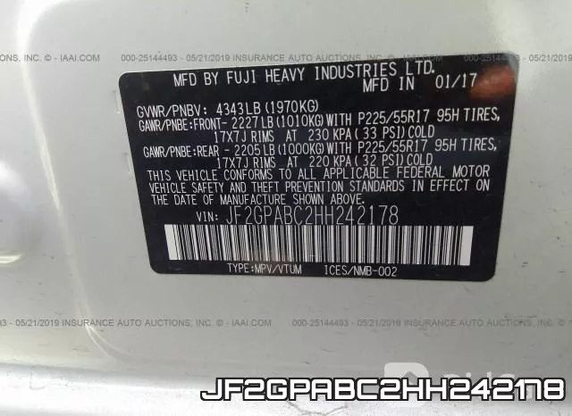 JF2GPABC2HH242178 фото 10
