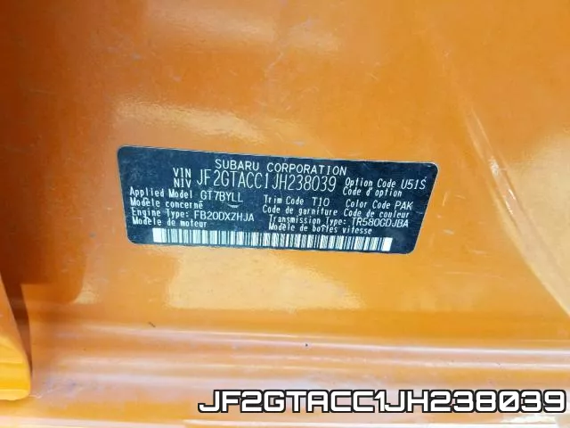 JF2GTACC1JH238039 фото 2
