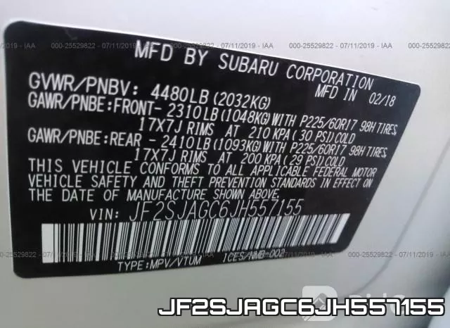 JF2SJAGC6JH557155 фото 10