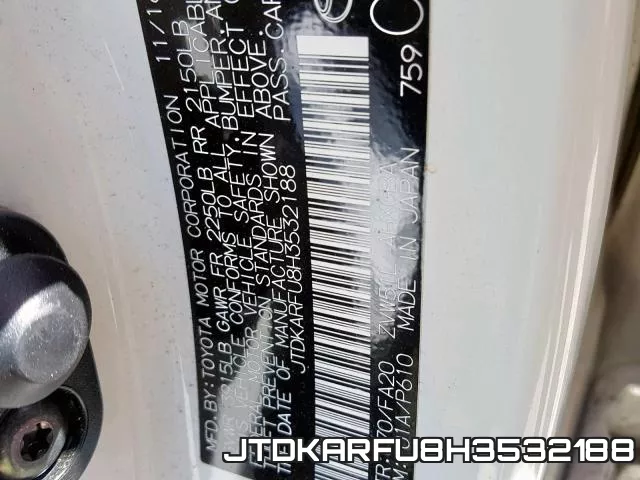 JTDKARFU8H3532188 фото 2