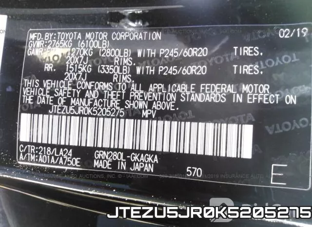 JTEZU5JR0K5205275 фото 10