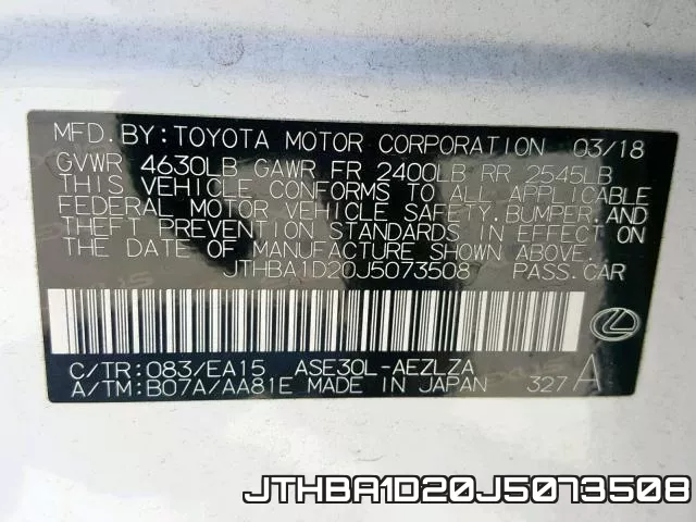 JTHBA1D20J5073508 фото 2