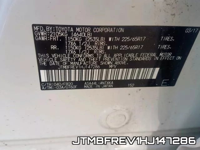 JTMBFREV1HJ147286 фото 2