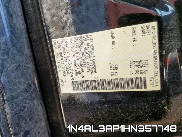 1N4AL3AP1HN357748 фото 2
