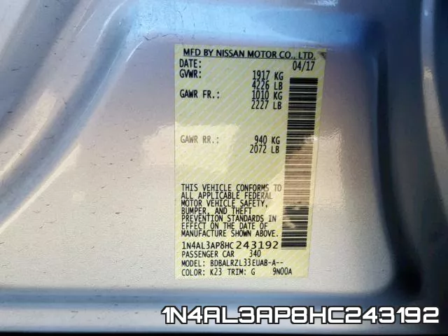 1N4AL3AP8HC243192 фото 2