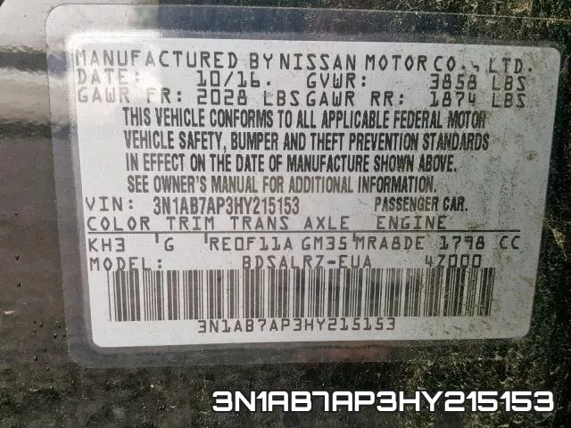 3N1AB7AP3HY215153 фото 2