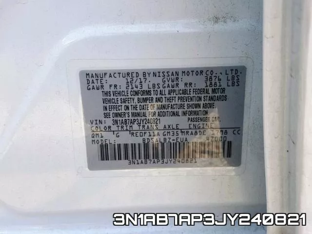 3N1AB7AP3JY240821 фото 2
