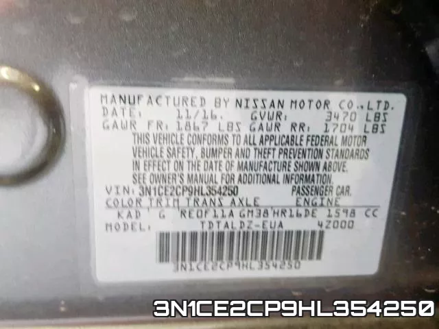 3N1CE2CP9HL354250 фото 2