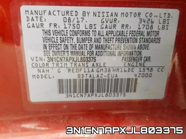 3N1CN7APXJL803375 фото 2