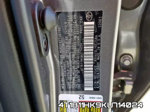 4T1B11HK9KU714024 фото 2
