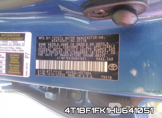 4T1BF1FK1HU641051 фото 10