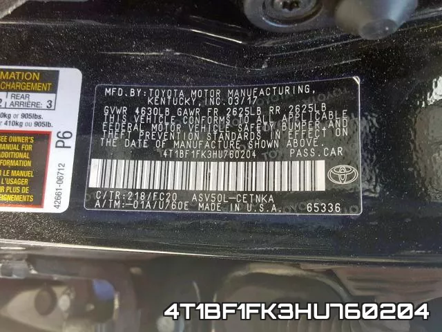 4T1BF1FK3HU760204 фото 2