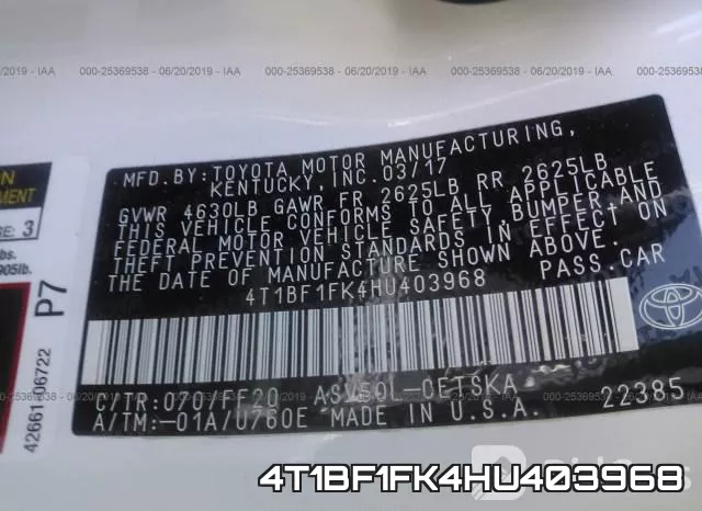 4T1BF1FK4HU403968 фото 10